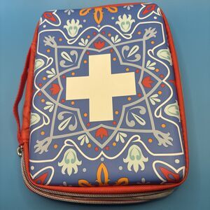 Johnson & Johnson General First Aid Kit Red soft zipper case health storage.